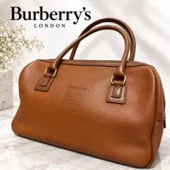 BURBERRY ミニボストンバッグ レザー ブラウン バーバリー ノバチェック