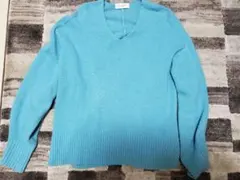 Adam et Rope　Vネック長袖セーター 青