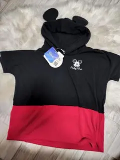 新品タグ付　100 ディズニーミッキー半袖パーカー　フタフタ　バースデイ