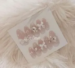 ちゅるん 韓国 量産型 バレリーナ ワンホン フレンチガーリー ネイルチップ