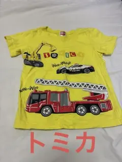 トミカ TOMICA 半袖Tシャツ 110cm イエロー 働く車