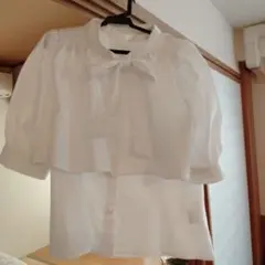 GRL ホワイトリボン付き半袖ブラウス F