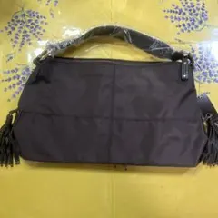 フリンジ付きダークブラウンショルダーバッグ