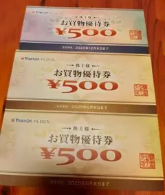 ヤマダ電機お買物優待券 ¥500 25年12月末まで1枚と26年6月末まで2枚