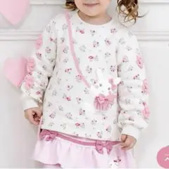 クーラクール　うさぎ　ポシェット風トレーナー　女の子　長袖　トップス　80