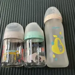 母乳実感 ガラス製哺乳瓶 160ml 2本、240ml 1本