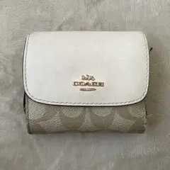 COACH 三つ折り財布 ホワイト/ベージュ