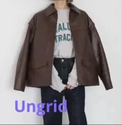 Ungrid マルチウェイフェイクレザーブルゾン ブラウン