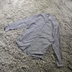 ユニクロ ストライプ ボタンダウン 長袖シャツ L ブルー