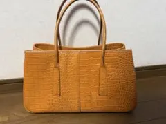 オレンジ　クロコダイル風　トートバッグ。