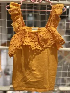 オレンジ フリル付きノースリーブタンクトップ　ZARA