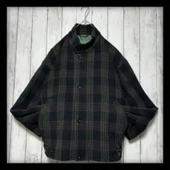 【チェック柄ウールブルゾン】ハリントン☆ドリズラーJK☆スウィングトップ　短丈M