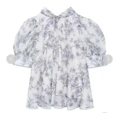 ハーフスリーブ フラワー オーガンジーシースルーブラウス