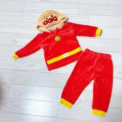 アンパンマン パジャマ 上下セット 90cm 赤 レッド フード付き 可愛い