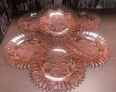 昭和レトロ フルーツ柄 スイーツガラスプレート 6枚