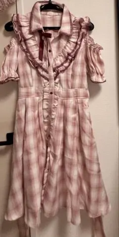 正規品タグあり lizlisa 千鳥ジャガードワンピース ブルー サックス