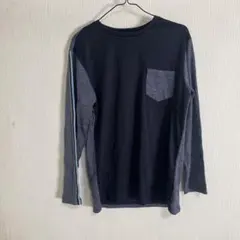 プリンス　テニス長袖Tシャツネイビー/グレー ポケット付き サイズM