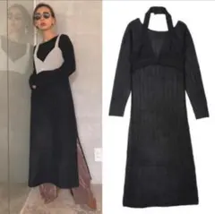 Ameri【未使用品】ビスチェ付　ロングニットワンピ