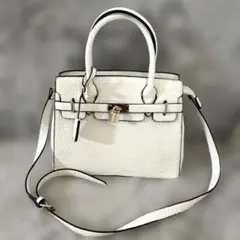 【美品】キャットアラマンダ　クロコ風　フェイクレザー　型押し バッグ 2way