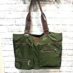 Vera Pelle トートバッグ イタリア製/グリーン　ナイロン/レザーのサムネイル