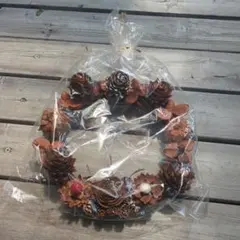 ナチュラルリース 松ぼっくりとドライフラワー