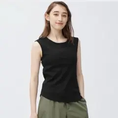 GU リブタンクトップQ+E ブラック XS