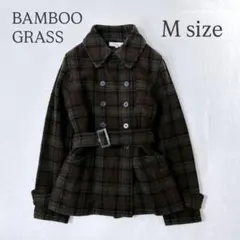 バンブーグラス ピーコート M ブラウン チェック 定番 ウエストマーク