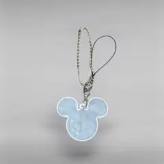 新品.白.ミッキー 反射キーホルダー.ミッキー ピカピカキーホルダー