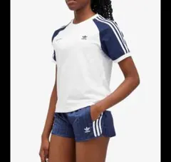 adidas sporty & rich XS 半袖Tシャツ ホワイト/ネイビー
