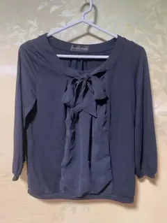 グリーンレーベルリラクシング　七分袖　ブラウス　リボンタイ