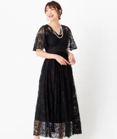 【キャミ無し】SNIDEL スナイデル ビッグリボンスイッチングレースドレス