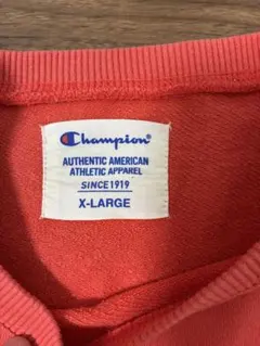 Champion 袖ロゴ スウェットL オレンジビッグロゴ トレーナー