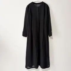 ブラック フォーマル セレモニー ワンピース 長袖 ミモレ丈 ロング 9AR