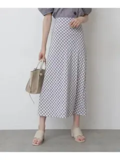 ハイウエストギンガムチェックロングスカート FREE'S MART
