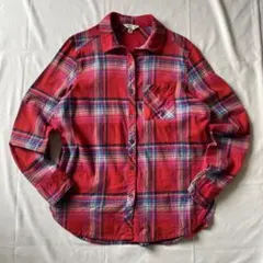 00s チェック ネルシャツ 赤 グランジ Y2K 大人気 平成 古着 Mサイズ