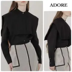 ADORE 22年 アドーア バンドカラー セーラー襟 ヨークシャツ ブラウス
