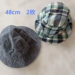 子供用ハット2点セット（グレー・チェック柄）48cm　2枚のサムネイル