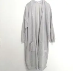 【GLACIER】ロングカーディガン(Ｌ)薄手 羽織り 透け感 前開き