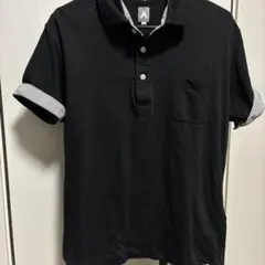 (未使用に近い）黒 ストライプ襟 半袖ポロシャツ