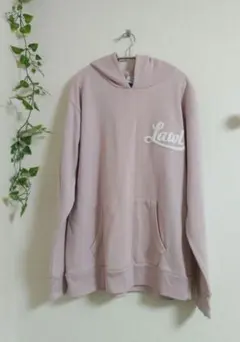 ロゴ刺繍 フード付きパーカー ピンクXＬ