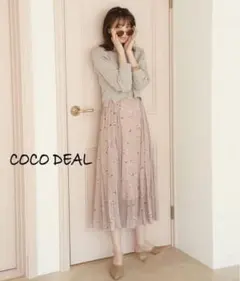 COCO DEAL クロップドニットレイヤードシアープリントプリーツワンピース