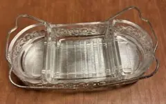 昭和レトロ 洋銀加工食器 ミニオードブル ガラス皿