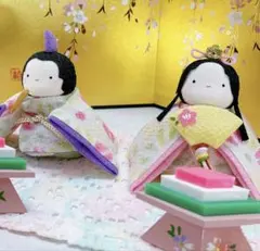 雛飾り【ぽてりひな2人(麻の葉)】ひな祭り 雛人形 親王雛 リュウコドウ新品