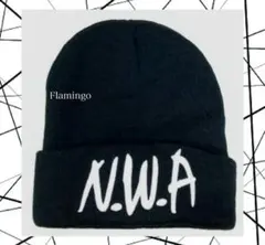 N.W.A　ニットキャップ　メンズ　ビーニー　ユニセックス　黒　帽子