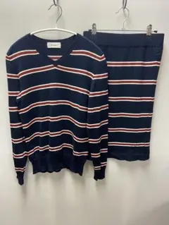 MilaOwen　ボーダーセットアップ　ニットF ネイビー