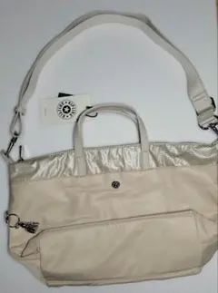 kipling ベージュ ナイロン ショルダーバッグ