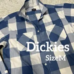 ディッキーズ チェック柄 ワークシャツ 長袖 オーバーサイズ ブルー メンズ M