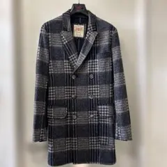 s*k様 BOSS グレー系グレンチェック ダブルブレステッド コート - メルカリ