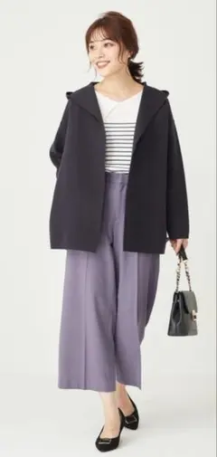 サーモストレッチワイドパンツ ラベンダー