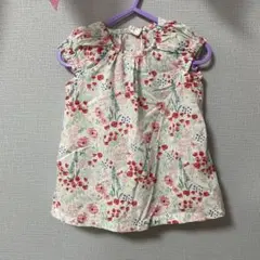 H&M 花柄フリル袖ワンピース チュニック 4-6m 68cm